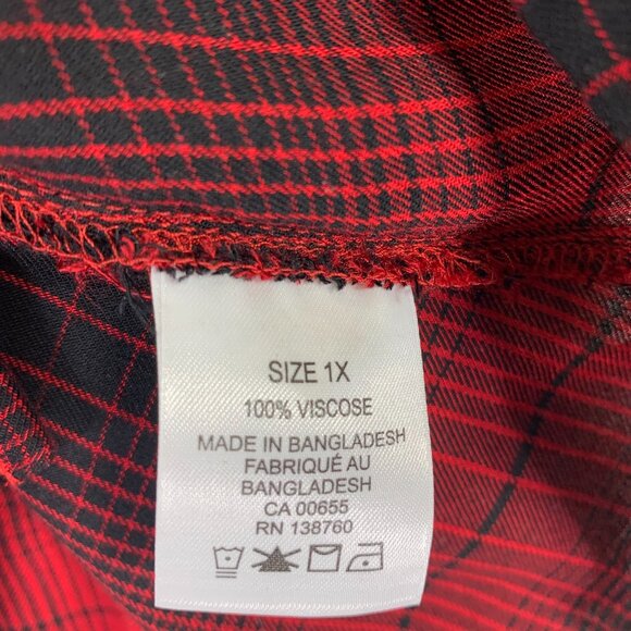 Red Plaid Long Sleeve Plaid Blouse Top size 1x by In Every Story - Picture 14 of 16